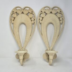 Vtg MCM Burwood wall sconces 1975 candle holders cottagecore Florentine artsy